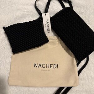 Naghedi Orly Phone Wallet Onyx Black Woven Crossbody NWT